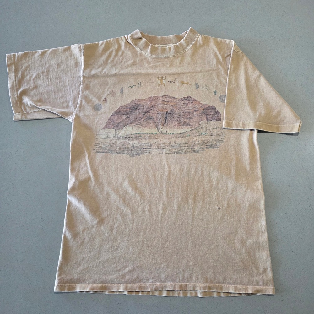 Snowshoe Thompson Vintage Desert Mesa Graphic T-Shirt Tan Mens Large - Picture 1 of 9